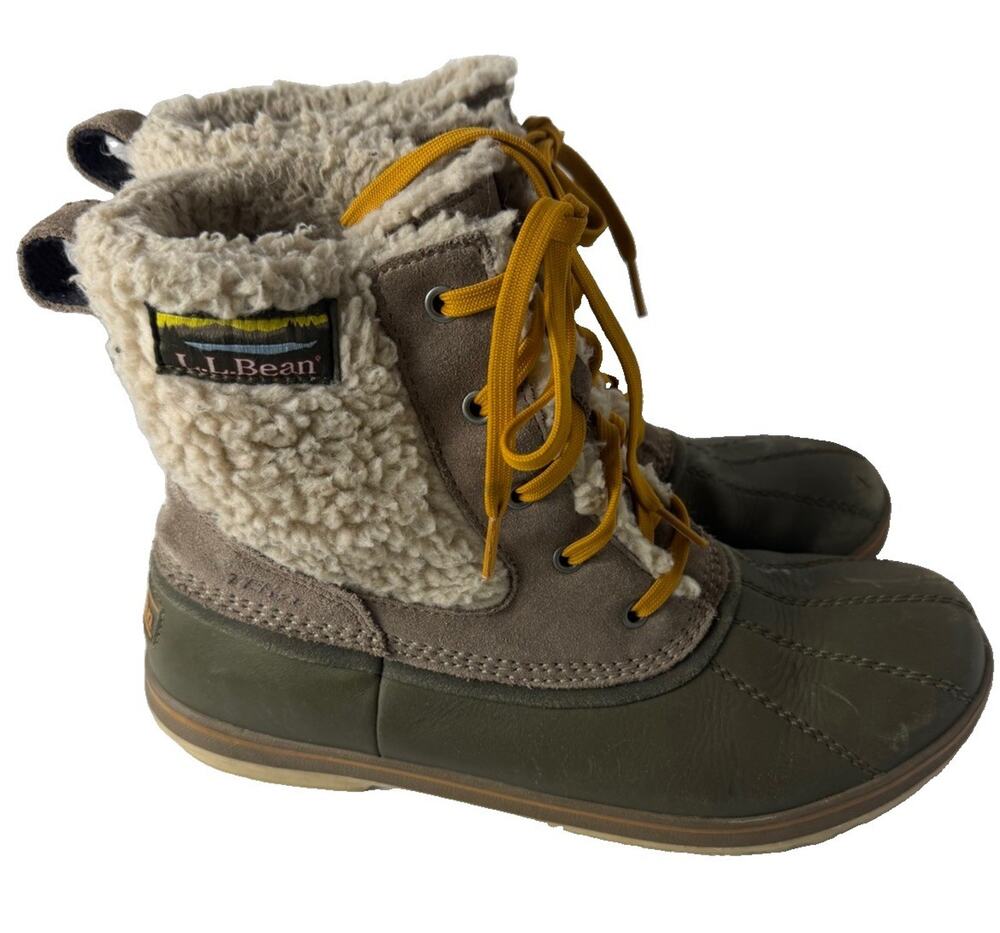 L.L.Bean Rangeley Pac Boots Women’s 11 M Olive Sherpa PrimaLoft Waterproof